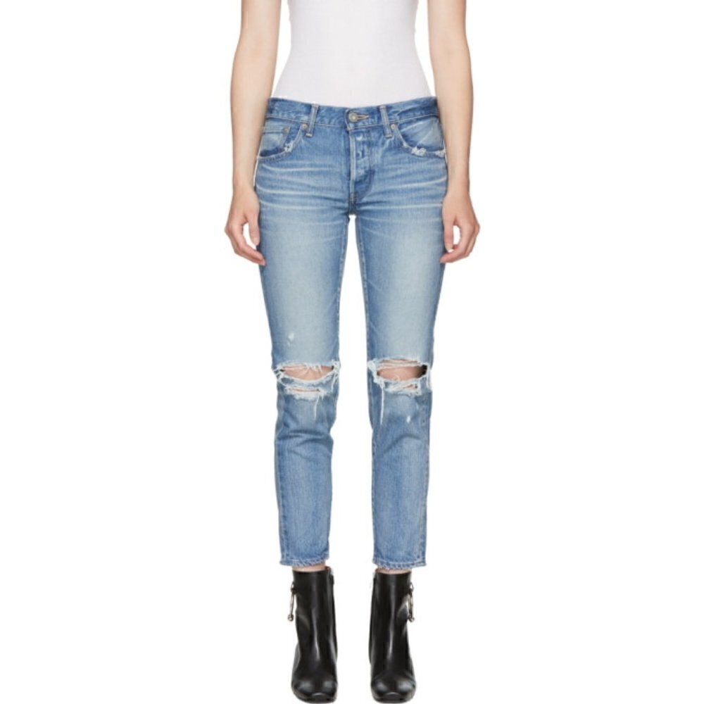 Moussy Vintage Latrobe Distressed Busted Knees Denim Jeans 25‌